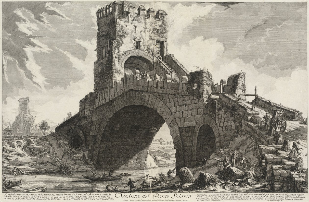 Widok na Ponte Salario autorstwa Giovanni Battista Piranesi