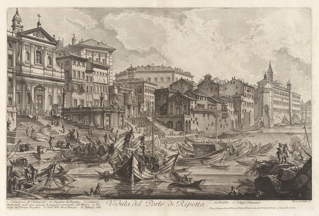 Veduta del Porto di Ripetta (Widok na port Ripetta), z Vedute di Roma (Widoki na Rzym) autorstwa Giovanni Battista Piranesi