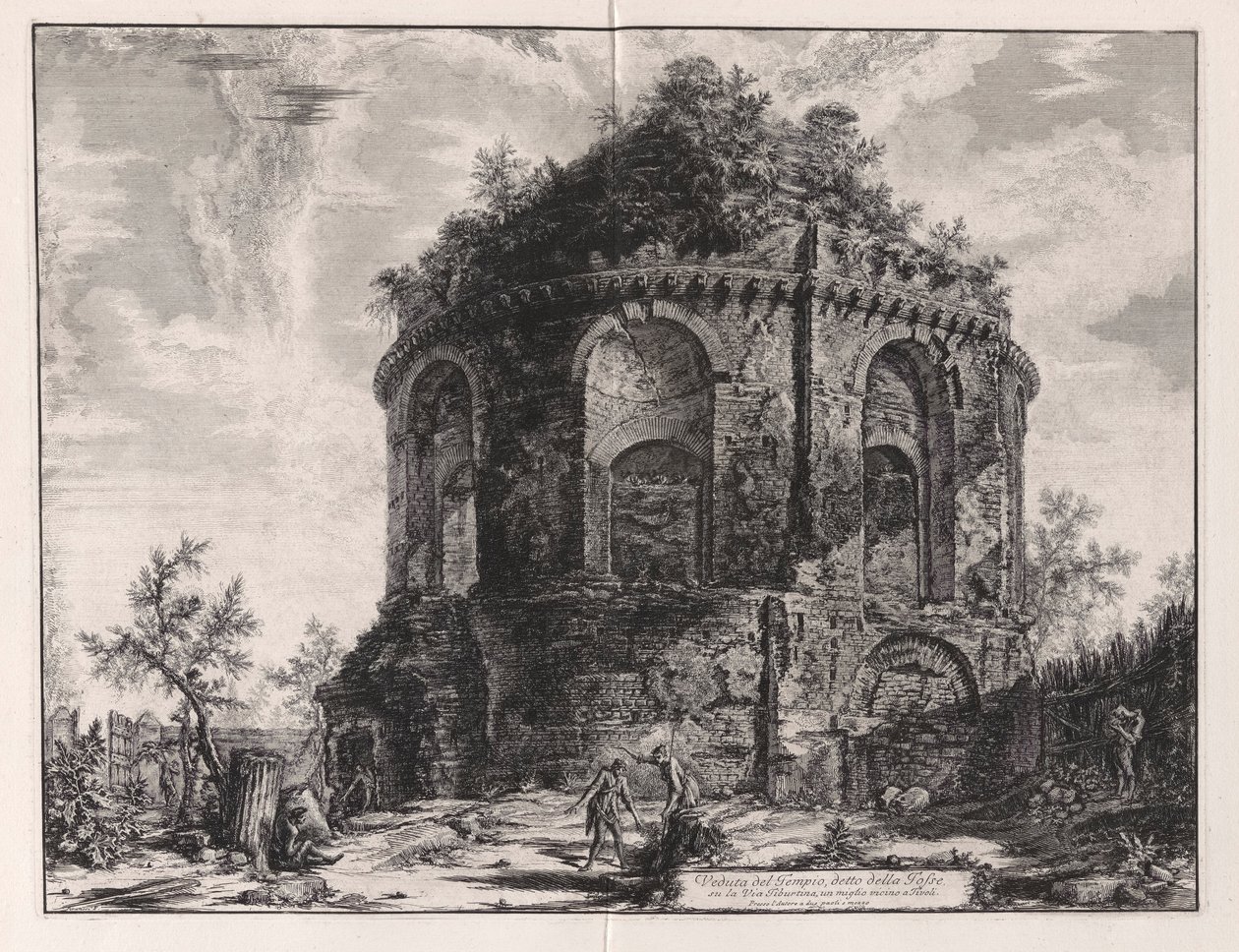 Widok na tzw. Świątynię Kaszelu na Via Tiburtina, milę od Tivoli), z Vedute di Roma (Widoki na Rzym) autorstwa Giovanni Battista Piranesi