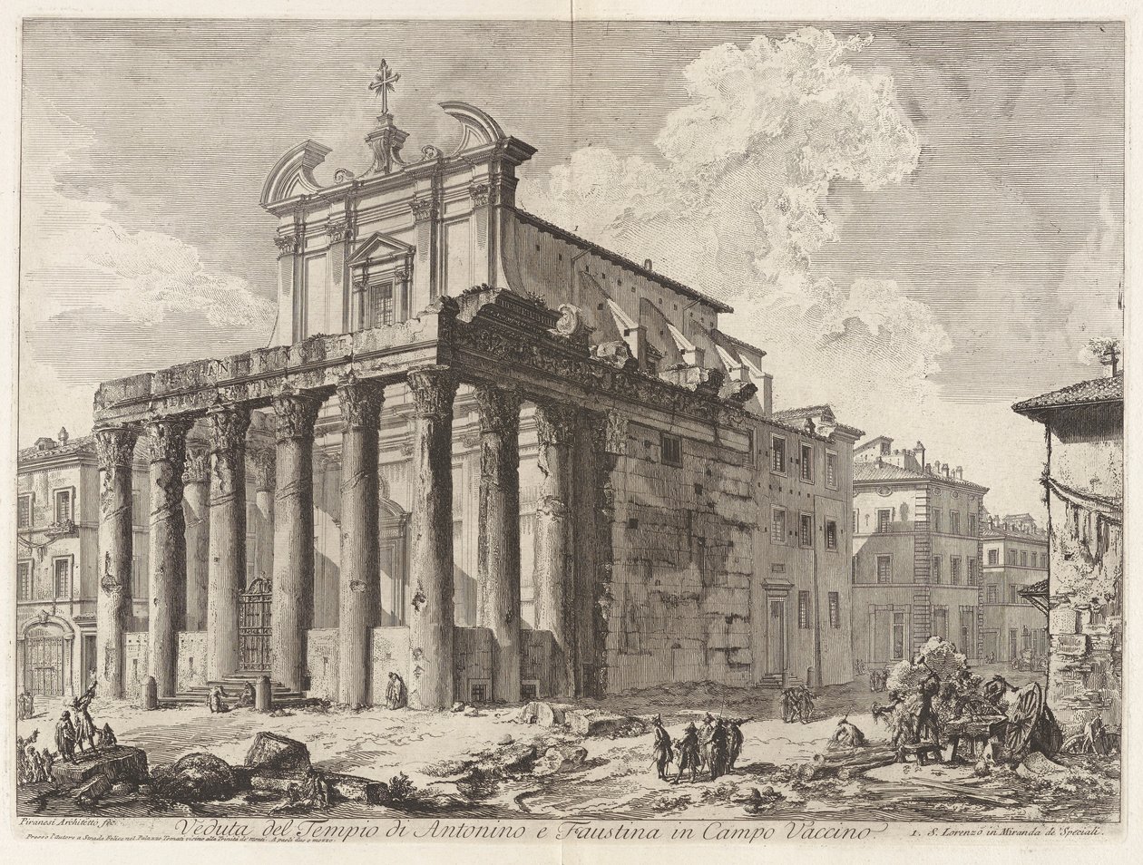 Veduta del Tempio di Antonino e Faustina in Campo Vaccino (Widok świątyni Antonina i Faustyny ​​na Forum Romanum), z Vedute di Roma (Widoki Rzymu) autorstwa Giovanni Battista Piranesi