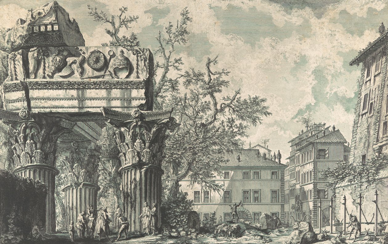 Widok na Świątynię Grzmiącego Jowisza, lata czterdzieste i sześćdziesiąte XIX wieku. autorstwa Giovanni Battista Piranesi