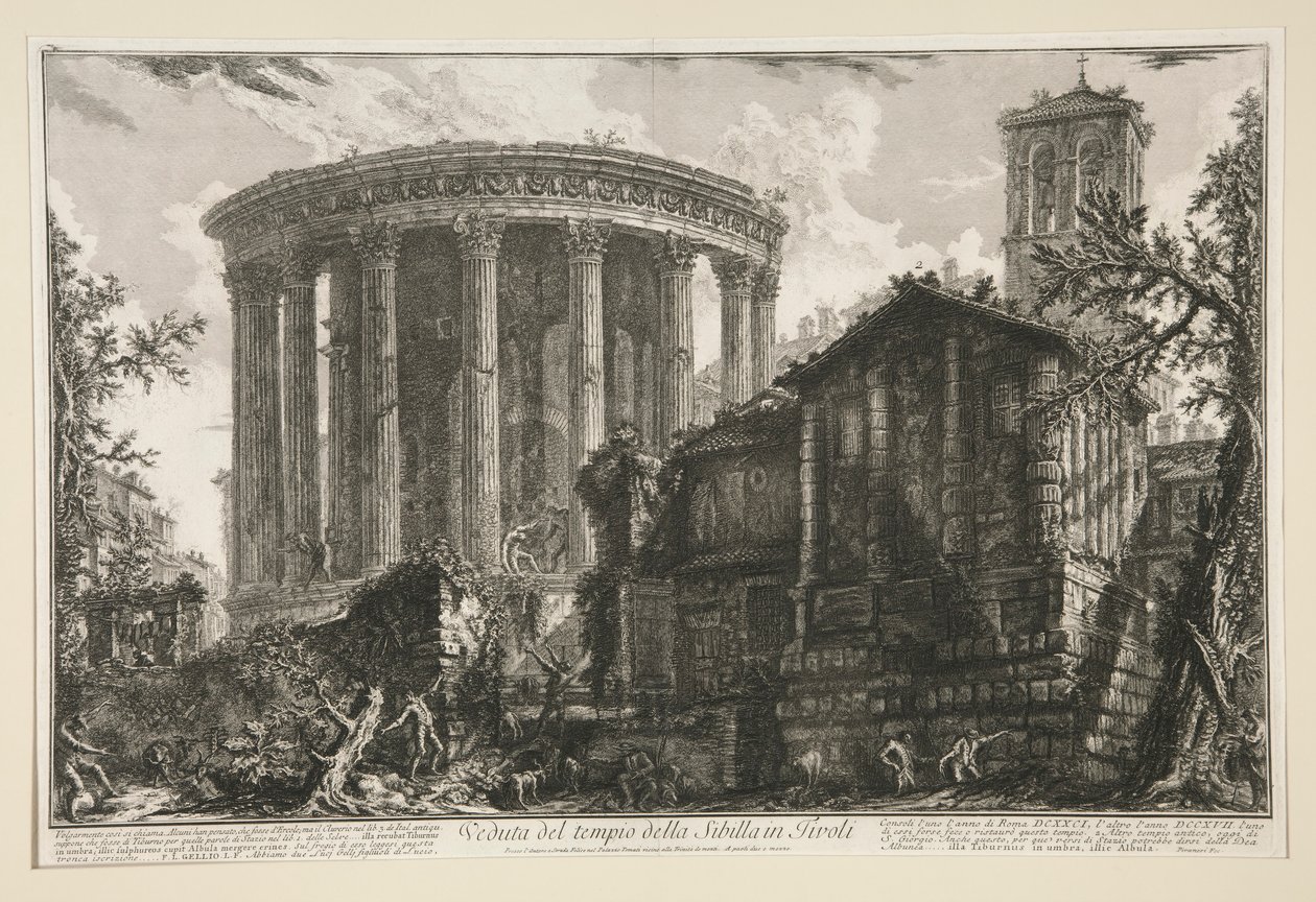 Widok na świątynię Sybilli w Tivoli, z Vedute di Roma autorstwa Giovanni Battista Piranesi
