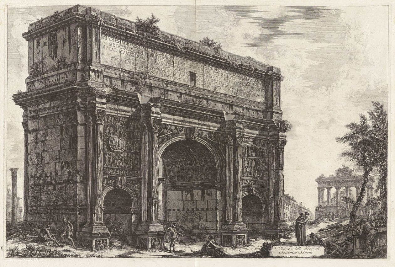 Widok Łuku Septymiusza Sewera, z Vedute di Roma autorstwa Giovanni Battista Piranesi