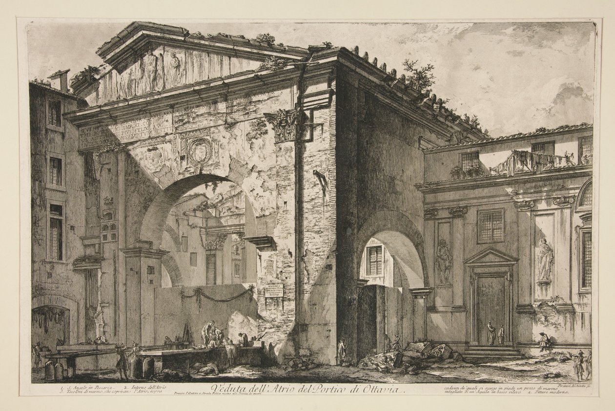 Widok atrium portyku Oktawii, z Vedute di Roma autorstwa Giovanni Battista Piranesi