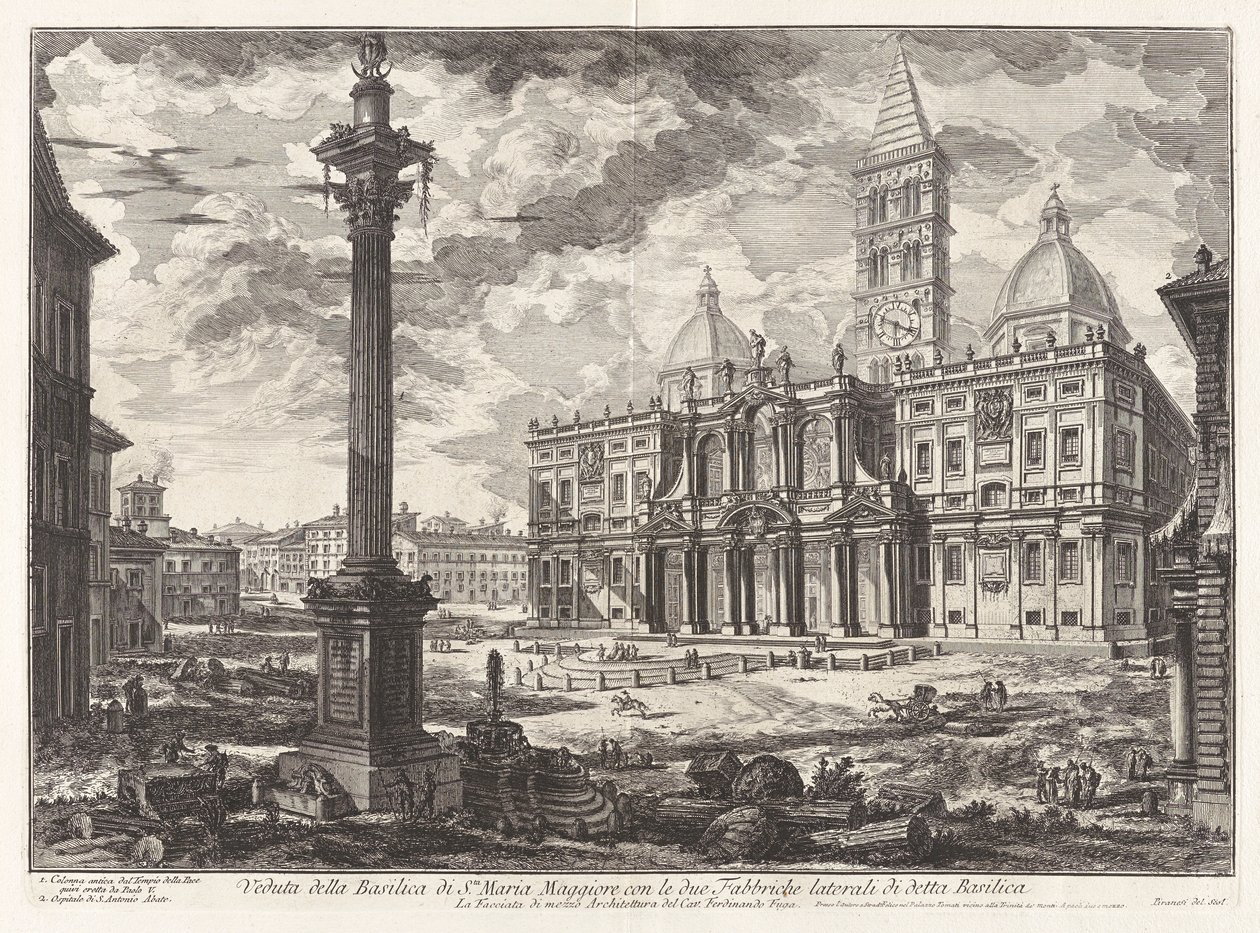 Widok bazyliki Santa Maria [Maggiore] z jej dwoma flankującymi skrzydłami), z Vedute di Roma (Widoki Rzymu) autorstwa Giovanni Battista Piranesi