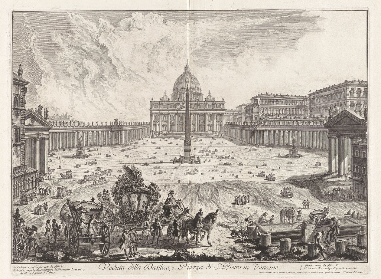 Widok na Bazylikę i Piazza of Saint Peter autorstwa Giovanni Battista Piranesi