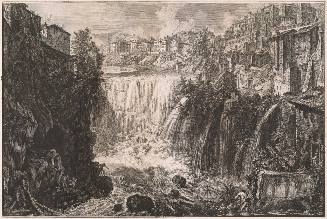Widok wodospadu w Tivoli autorstwa Giovanni Battista Piranesi
