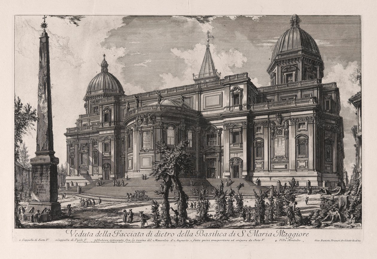 Widok z tyłu bazyliki Santa Maria Maggiore (Widok Fa? Ade z tyłu bazyliki Santa Maria Maggiore), z Vedute di Roma (Widoki na Rzym) autorstwa Giovanni Battista Piranesi