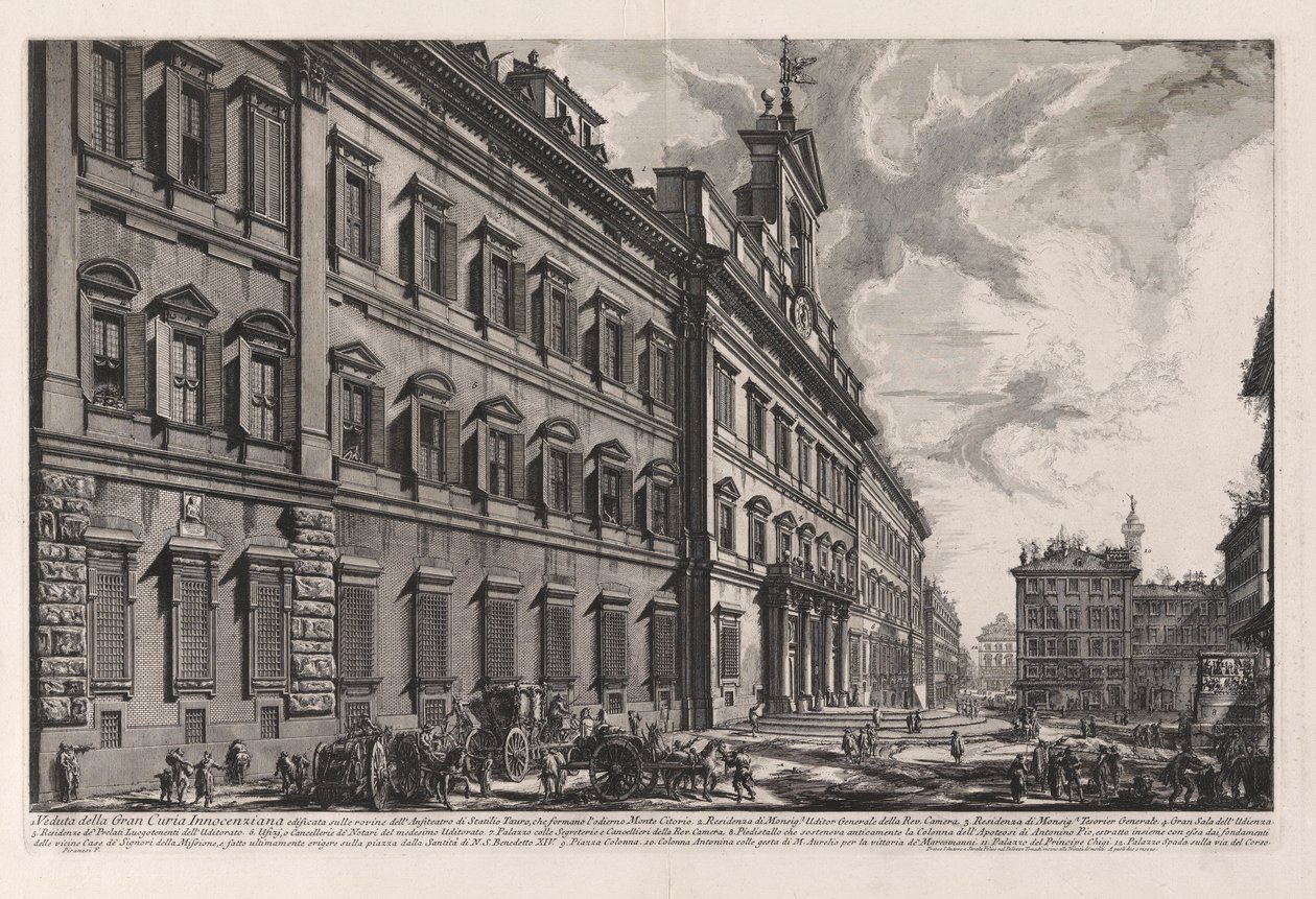 Widok na Wielką Kurię Innocenziana autorstwa Giovanni Battista Piranesi