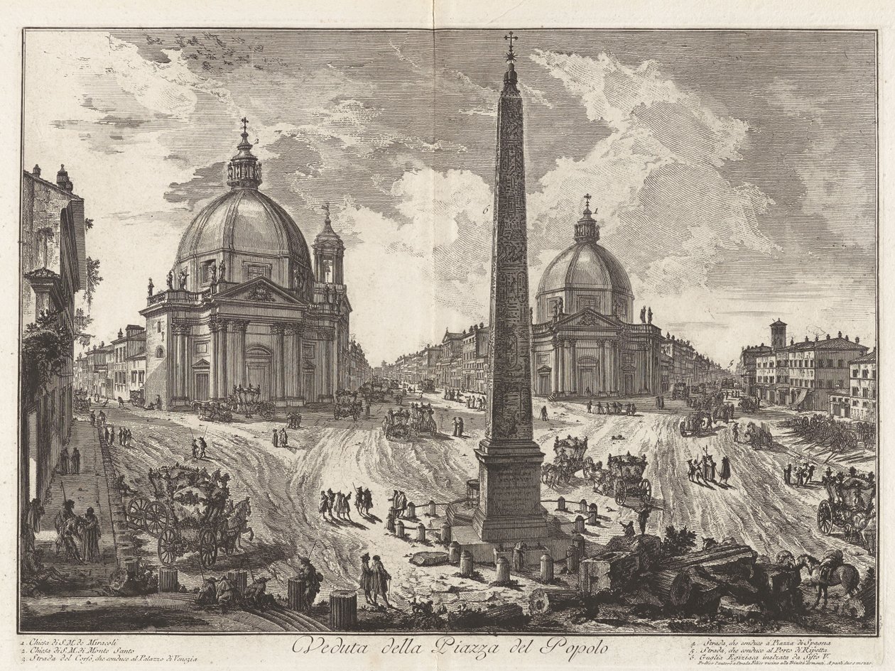 Widok Piazza del Popolo, z Vedute di Roma (Widoki Rzymu) autorstwa Giovanni Battista Piranesi