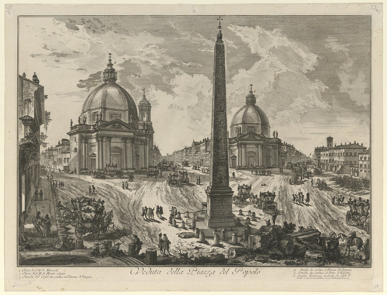 Widok na Piazza del Popolo autorstwa Giovanni Battista Piranesi