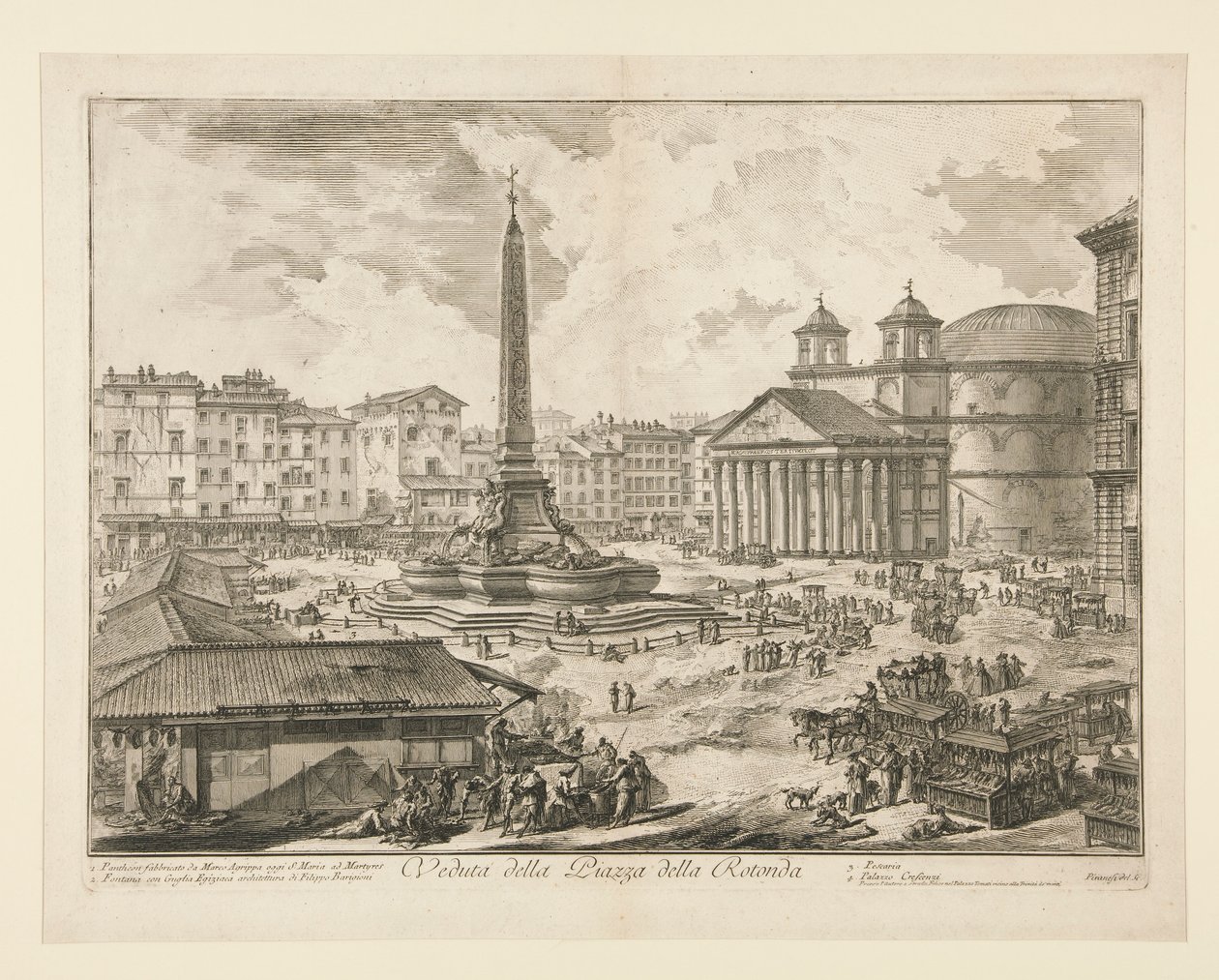 Widok na Piazza della Rotonda, z Widoków Rzymu autorstwa Giovanni Battista Piranesi