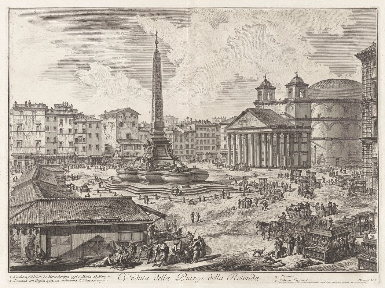 Veduta della Piazza della Rotunda (Widok na Piazza della Rotonda [z Panteonem w tle]), z Vedute di Roma (Widoki na Rzym) autorstwa Giovanni Battista Piranesi
