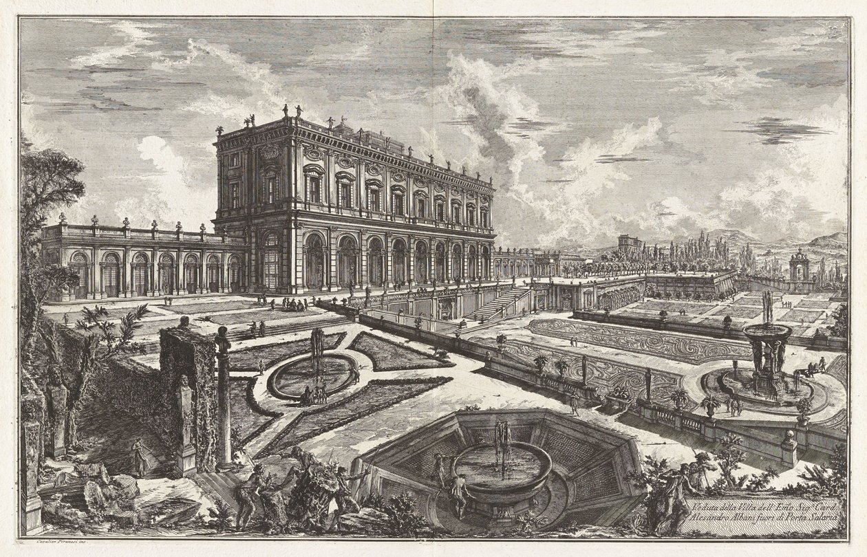 Widok willi Jego Eminencji kardynała Alessandra Albaniego poza Porta Salaria, z Vedute di Roma (Widoki Rzymu) autorstwa Giovanni Battista Piranesi