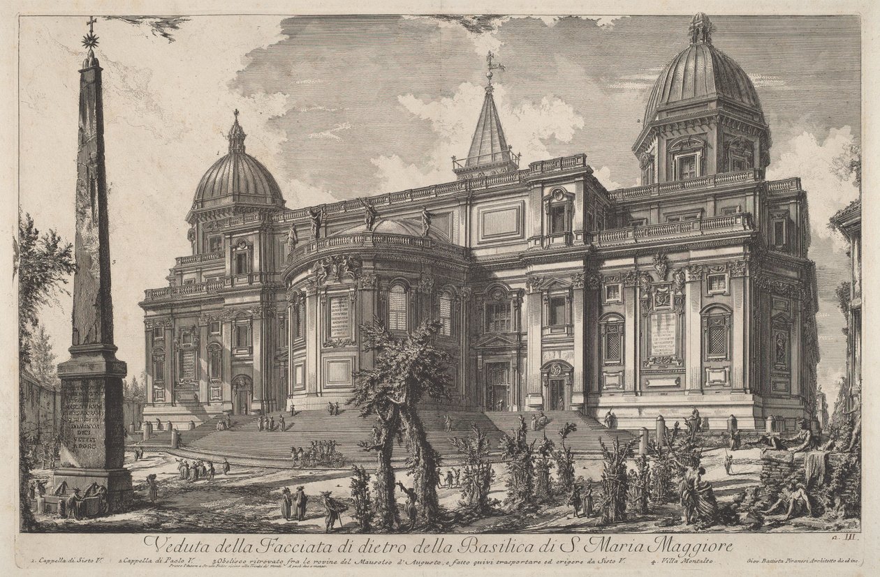 Widok tylnej fasady bazyliki Santa Maria Maggiore autorstwa Giovanni Battista Piranesi