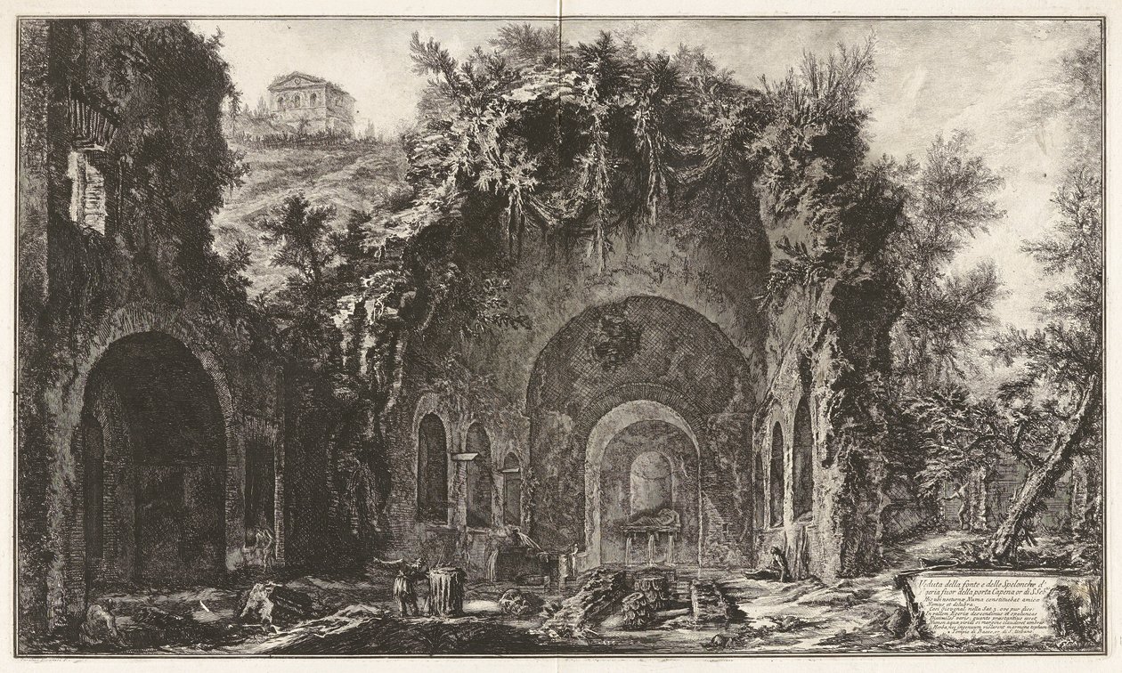 Widok źródła i Spelonche d autorstwa Giovanni Battista Piranesi