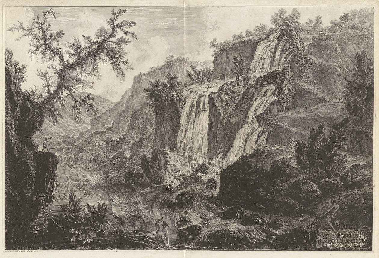 Veduta delle Cascatelle a Tivoli (Widok na małe wodospady w Tivoli), z Vedute di Roma (Widoki na Rzym) autorstwa Giovanni Battista Piranesi