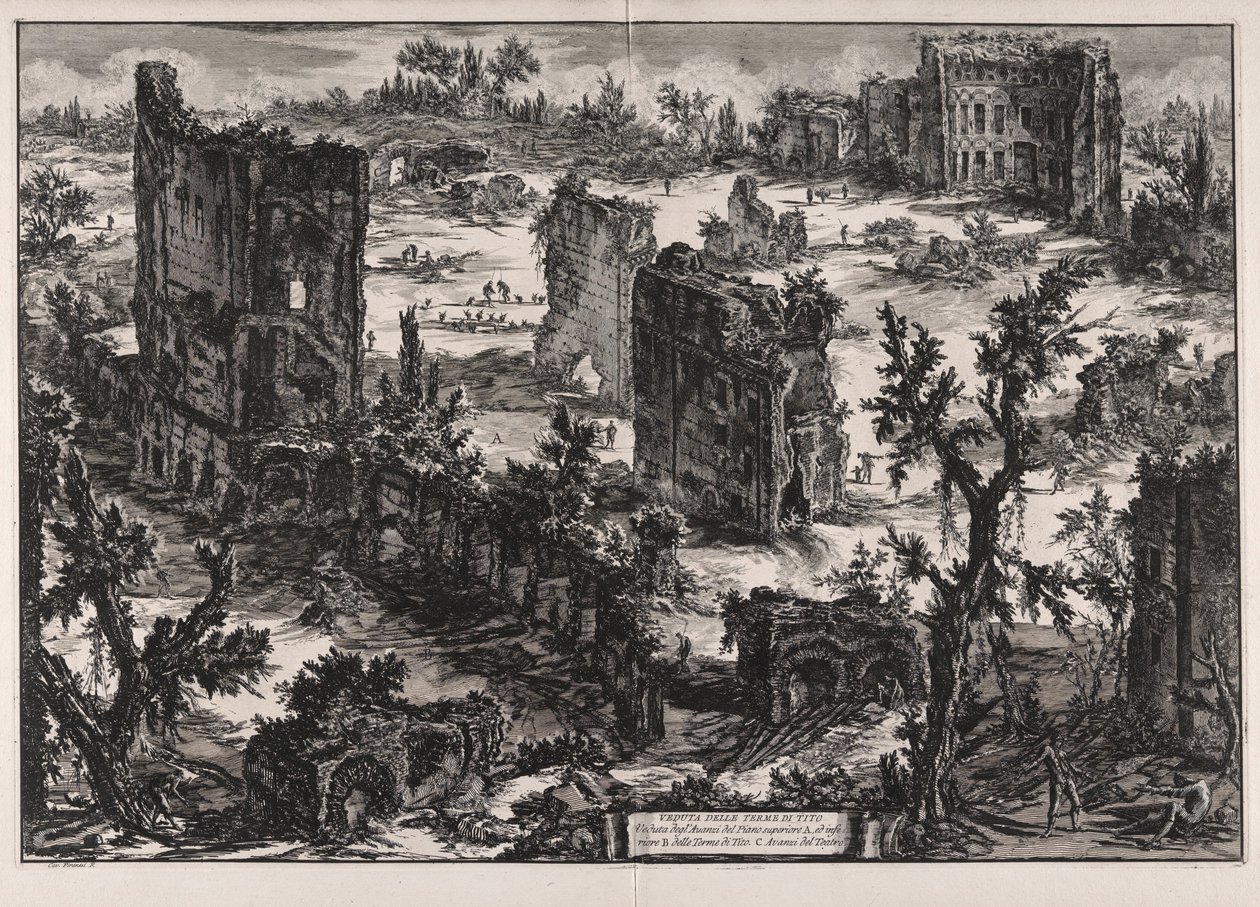 Veduta delle Terme di Tito (Widok Łaźni Tytusa), z Vedute di Roma (Widoki Rzymu) autorstwa Giovanni Battista Piranesi