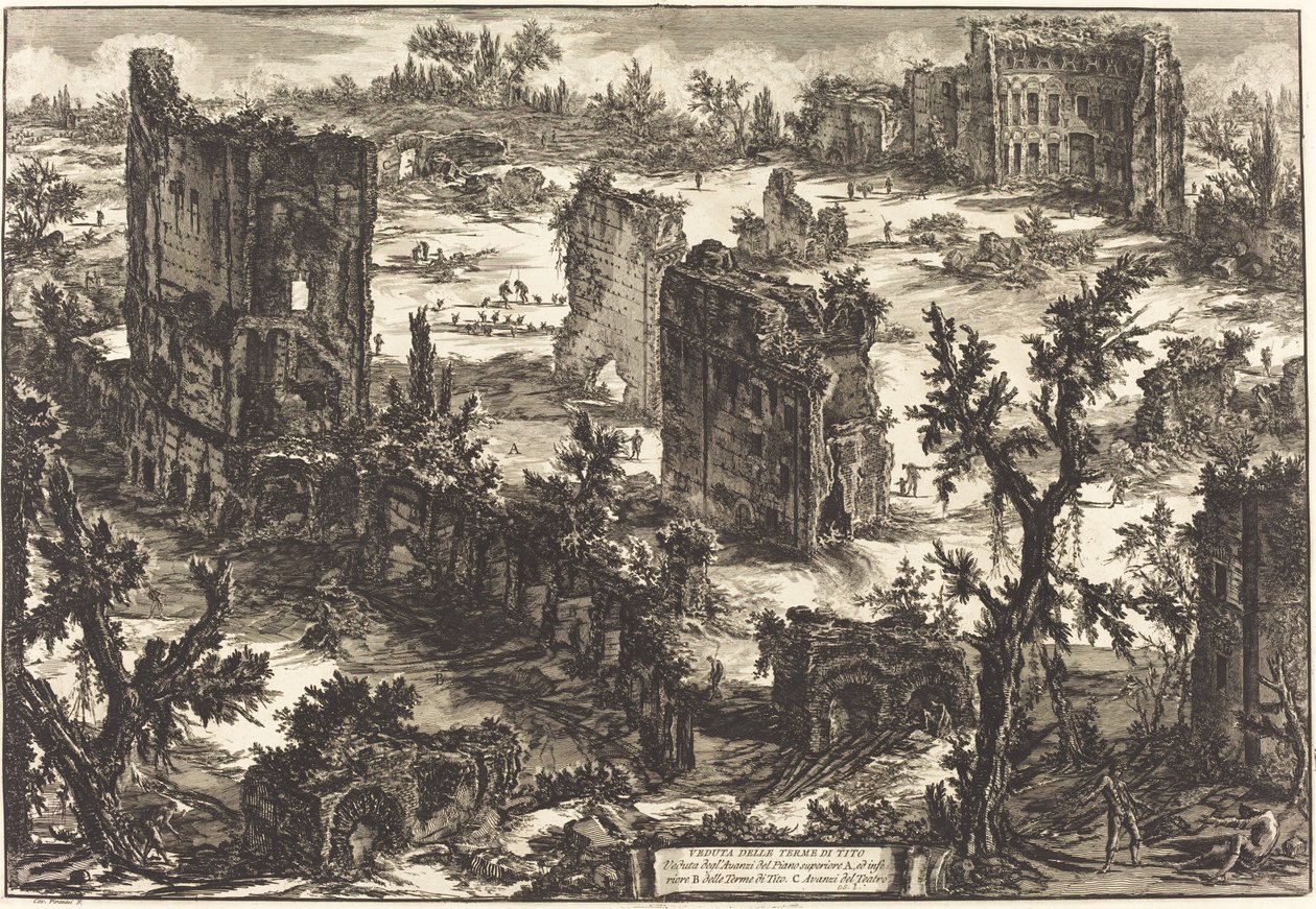Widok na Terme di Tito autorstwa Giovanni-Battista Piranesi