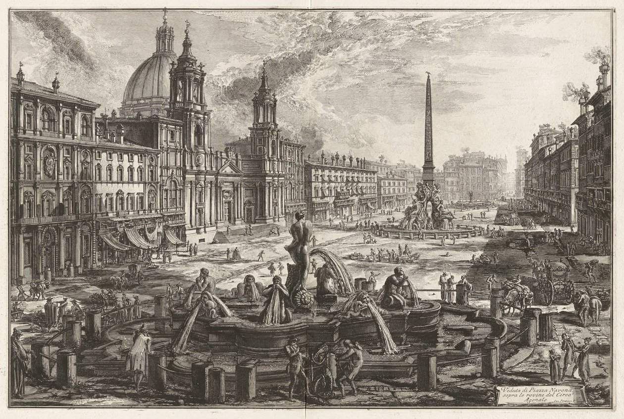 Widok na Piazza Navona nad ruinami Circus Agonalis [Cyrk Domicjana]), z Vedute di Roma (Widoki na Rzym) autorstwa Giovanni Battista Piranesi