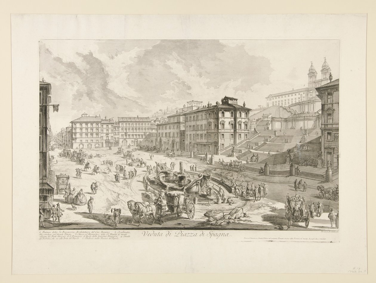 Widok na Piazza di Spagna, z Widoków Rzymu autorstwa Giovanni Battista Piranesi