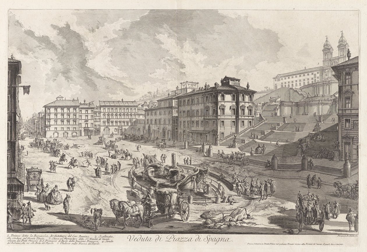 Widok na Piazza di Spagna, z Vedute di Roma (Widoki na Rzym) autorstwa Giovanni Battista Piranesi