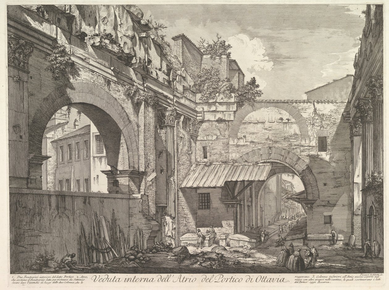 Widok wewnętrzny Atrium Portico di Ottavia Widok wewnętrzny Atrium Porti ..., 1760. autorstwa Giovanni Battista Piranesi