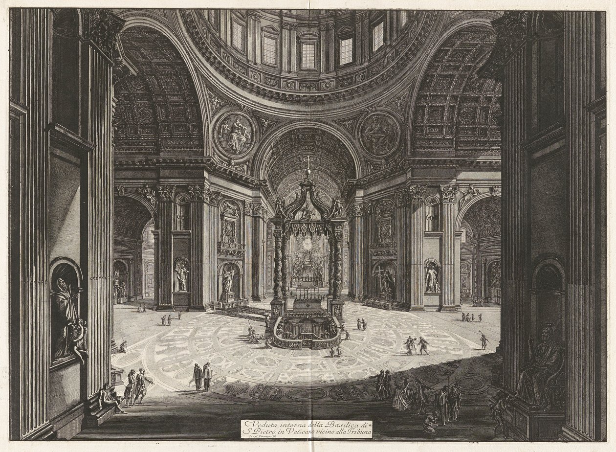 Widok wnętrza Bazyliki Świętego Piotra autorstwa Giovanni Battista Piranesi