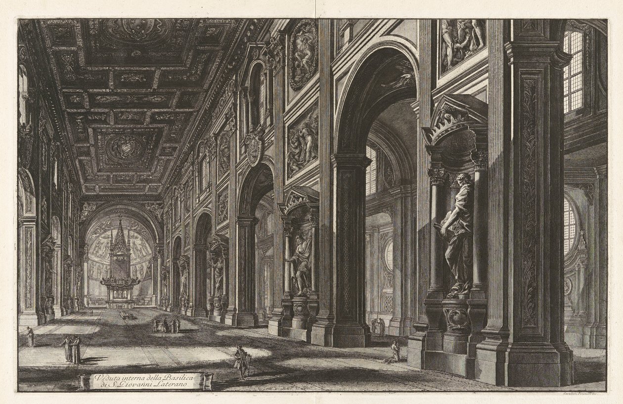 Widok wnętrza bazyliki San Giovanni Laterano, z Vedute di Roma (Widoki Rzymu) autorstwa Giovanni Battista Piranesi