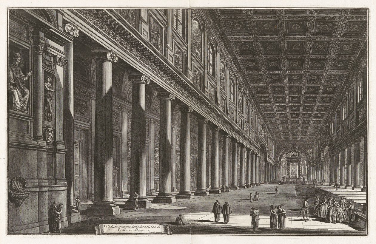Widok wnętrza bazyliki Santa Maria Maggiore z Vedute di Roma (Widoki Rzymu) autorstwa Giovanni Battista Piranesi