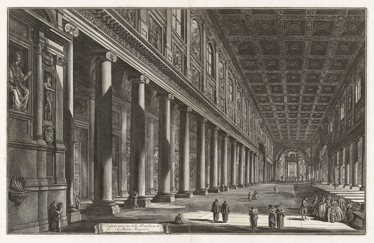Widok wnętrza bazyliki Santa Maria Maggiore, z Vedute di Roma (Widoki Rzymu) autorstwa Giovanni Battista Piranesi