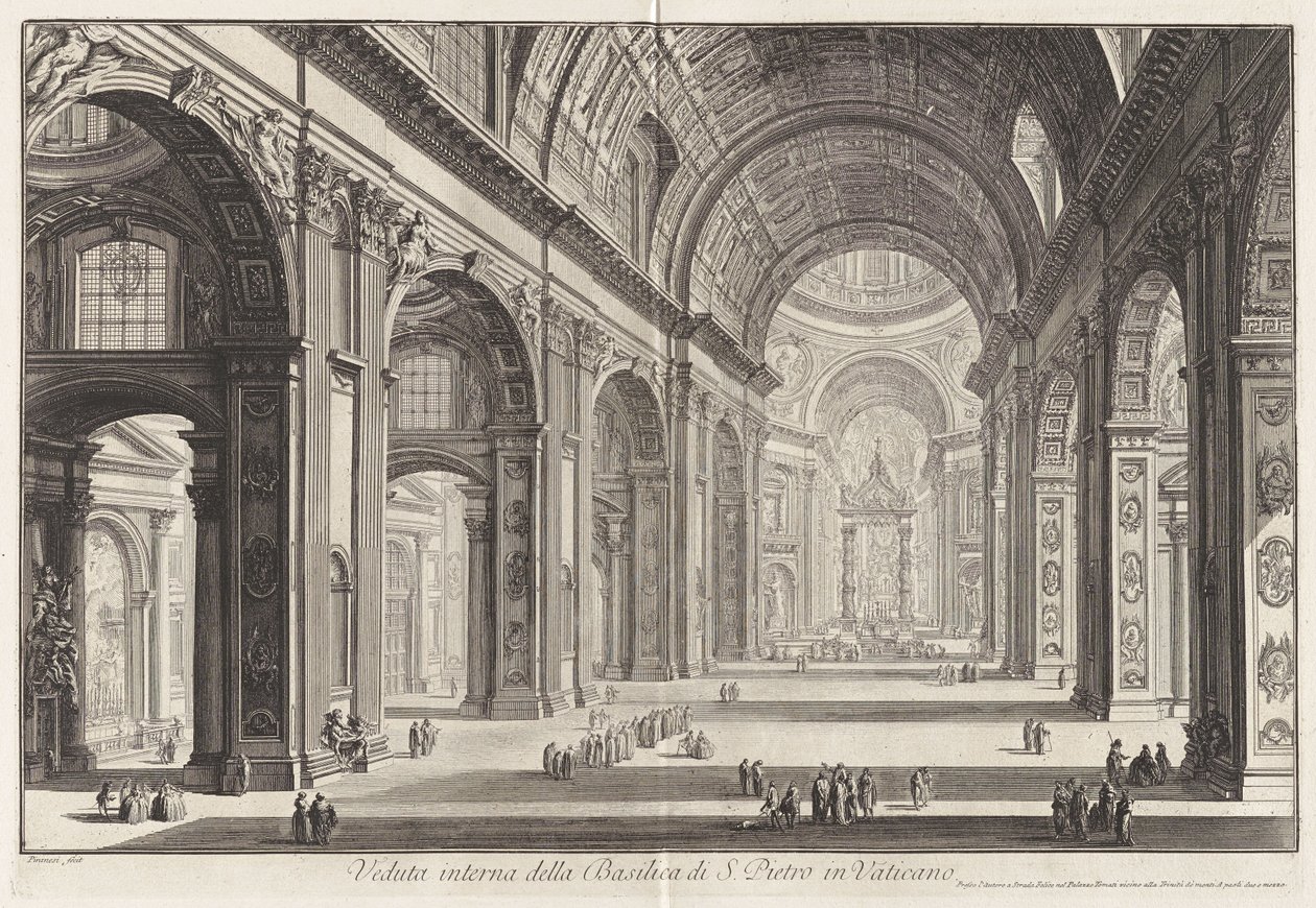 Widok wnętrza Bazyliki św. Piotra w Watykanie, z Widoków Rzymu autorstwa Giovanni Battista Piranesi