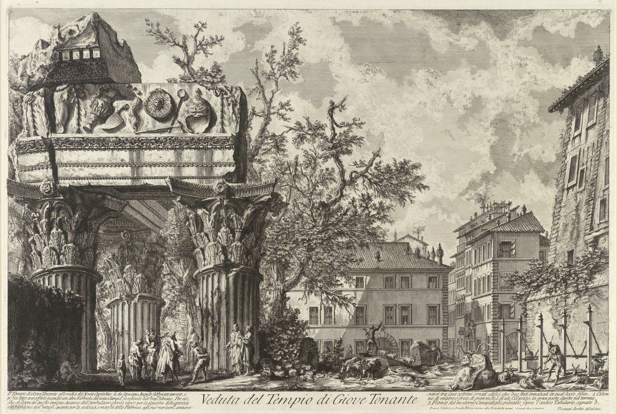 Weduta ze świątynią Jowisza Tonansa, ok. 1930 r. 1755 autorstwa Giovanni Battista Piranesi