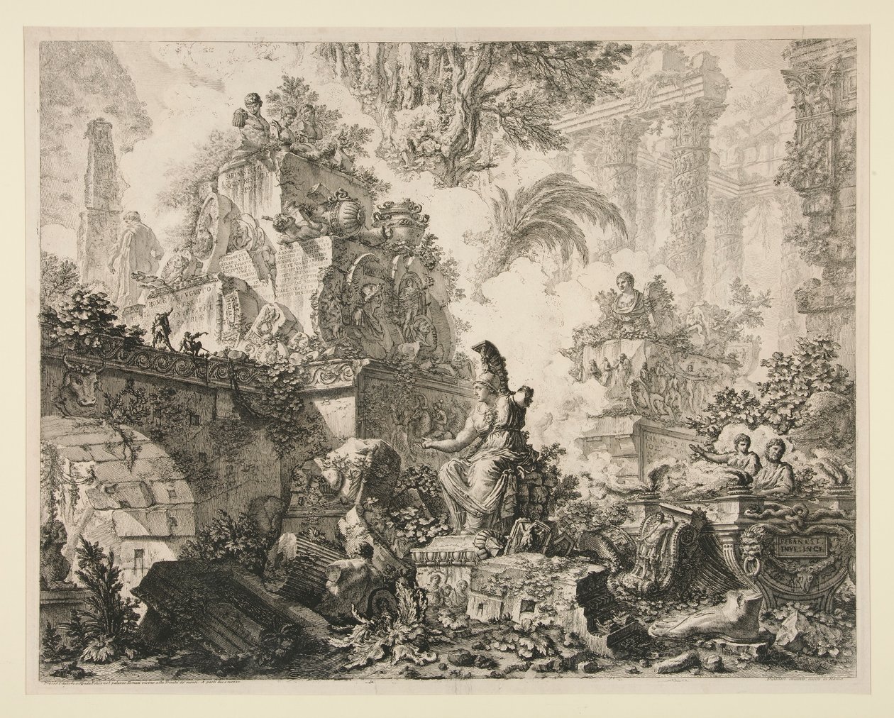 Widoki na Rzym: Frontyspis z posągiem Minerwy autorstwa Giovanni Battista Piranesi