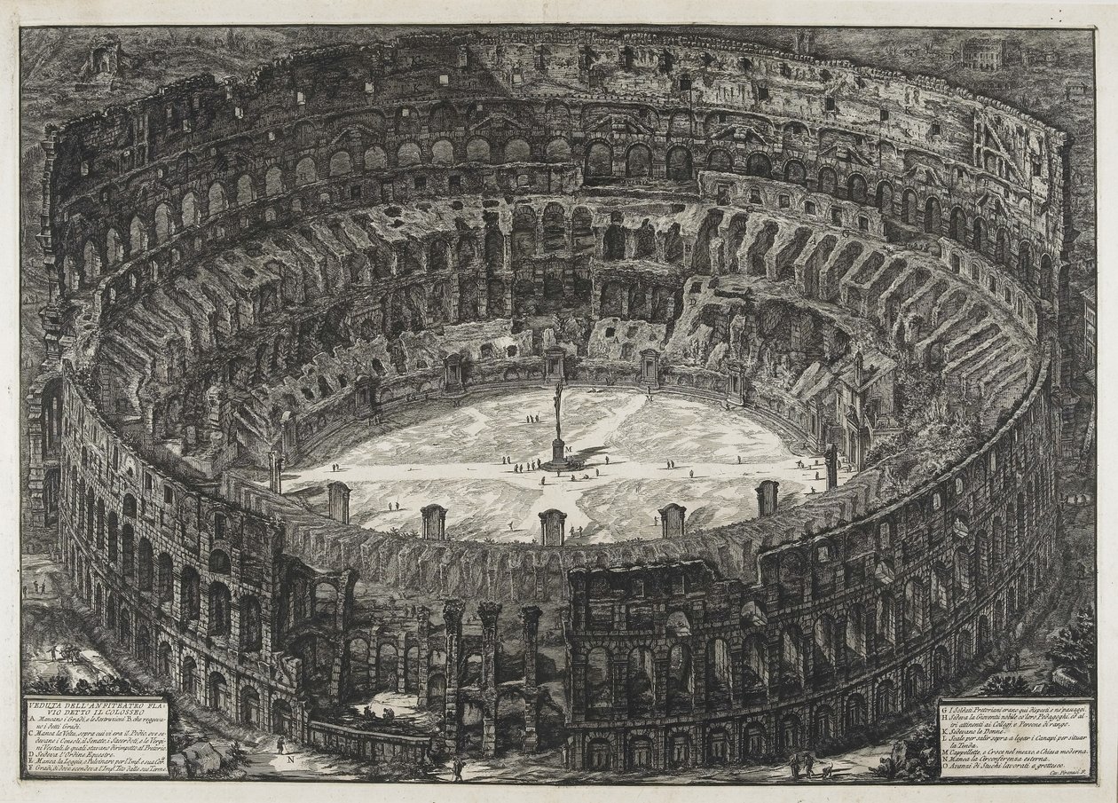 Widok Amfiteatru Flawiuszów, zwanego Koloseum, z „Widoków Rzymu” autorstwa Giovanni Battista Piranesi