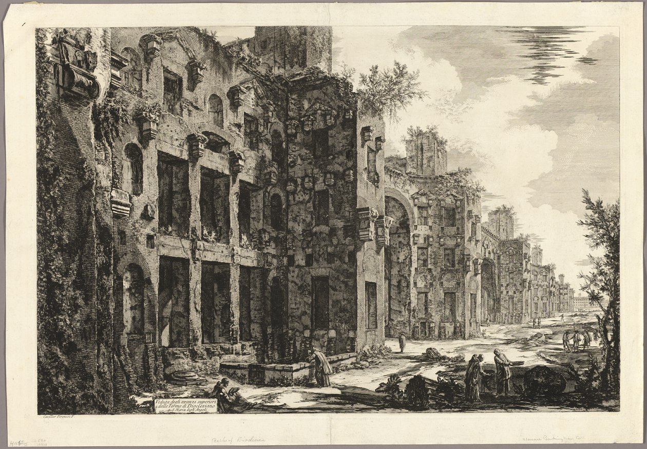Widok widocznych pozostałości Łaźni Dioklecjana w S. Maria degli Angeli, z Widoków Rzymu autorstwa Giovanni Battista Piranesi