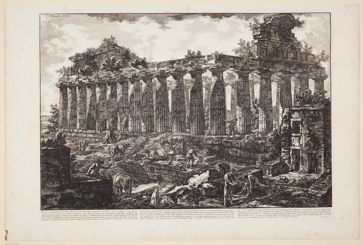 Widok innej świątyni w mieście Paestum, powszechnie uważanej za poświęconą Junonie [...] autorstwa Giovanni Battista Piranesi