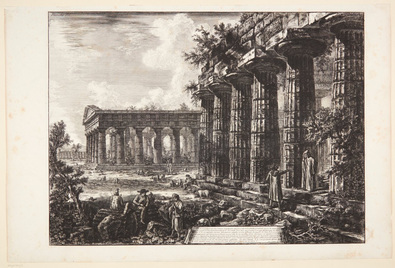 Widok kilku kolumn fasady naprzeciw tej przedstawionej na poprzedniej tablicy autorstwa Giovanni Battista Piranesi