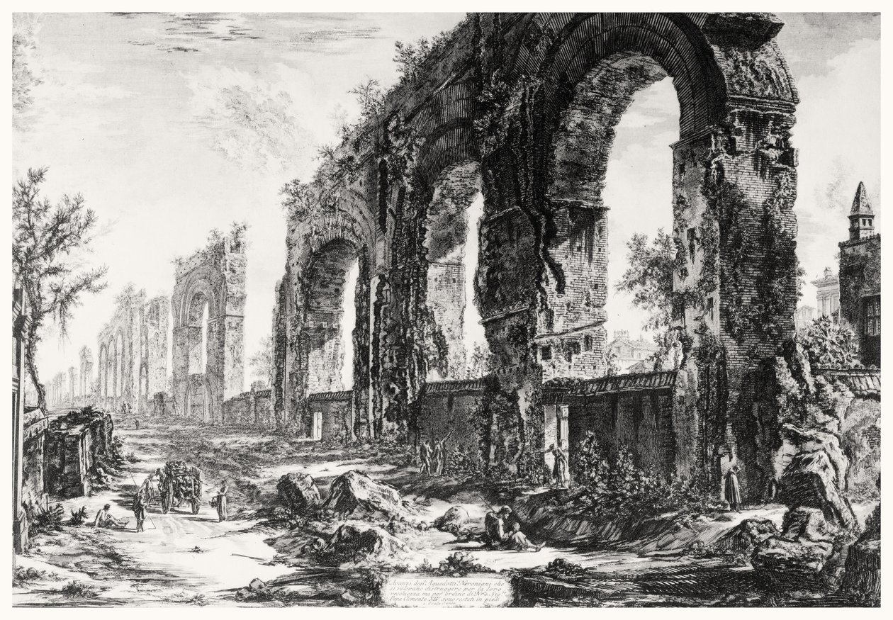 Widok akweduktu Nerona z serii „Widoki Rzymu”, ok. 1760 (akwaforta) autorstwa Giovanni Battista Piranesi