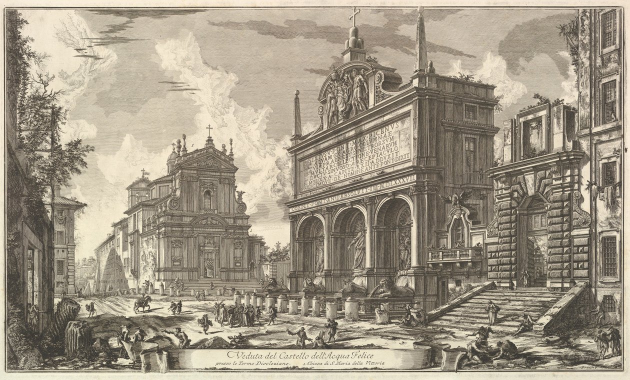 Widok na źródło Acqua Felice..., z Vedute di Roma (Widoki Rzymu) autorstwa Giovanni Battista Piranesi