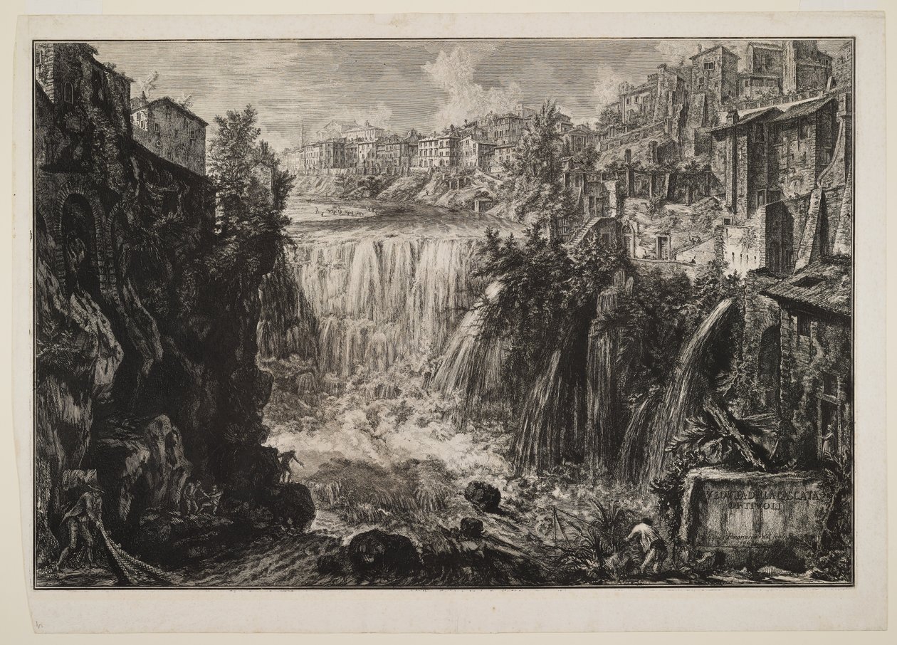 Widok na wielką kaskadę w Tivoli autorstwa Giovanni Battista Piranesi