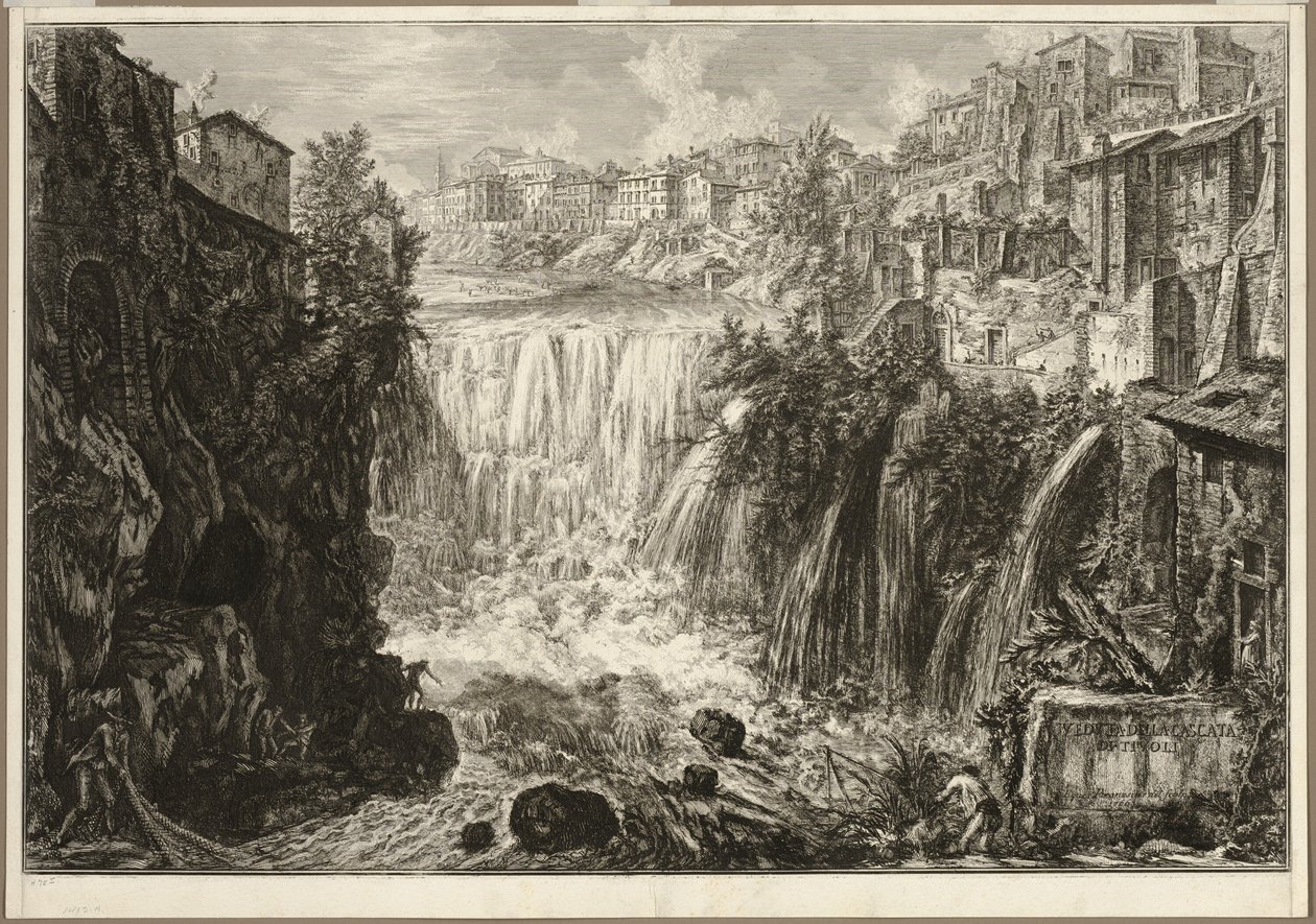 Widok na Wielką Kaskadę w Tivoli, z Widoków Rzymu autorstwa Giovanni Battista Piranesi