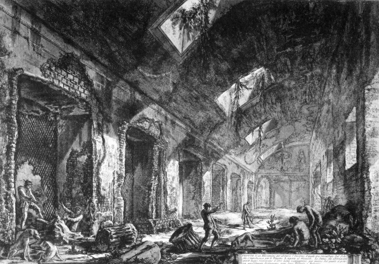 Widok Heliocaminus w willi Hadriana w Tivoli, z serii „Widoki Rzymu”, ok. 1760 autorstwa Giovanni Battista Piranesi