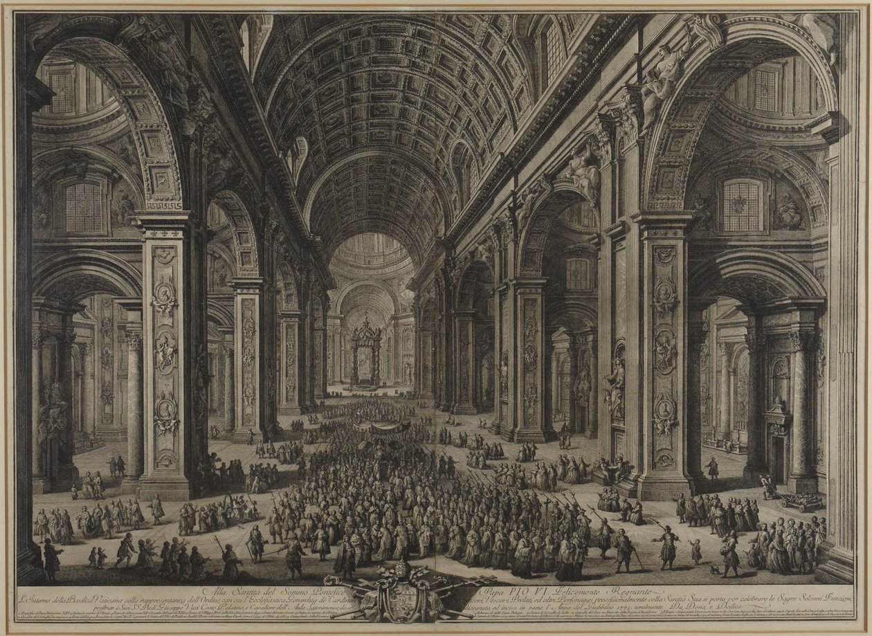 Widok wnętrza Bazyliki św. Piotra autorstwa Giovanni Battista Piranesi