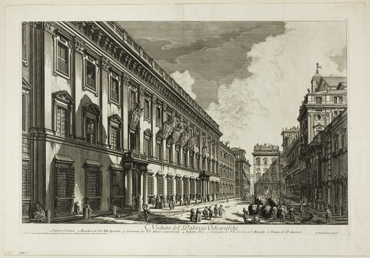 Widok na Palazzo Odescalchi, z widoków Rzymu autorstwa Giovanni Battista Piranesi