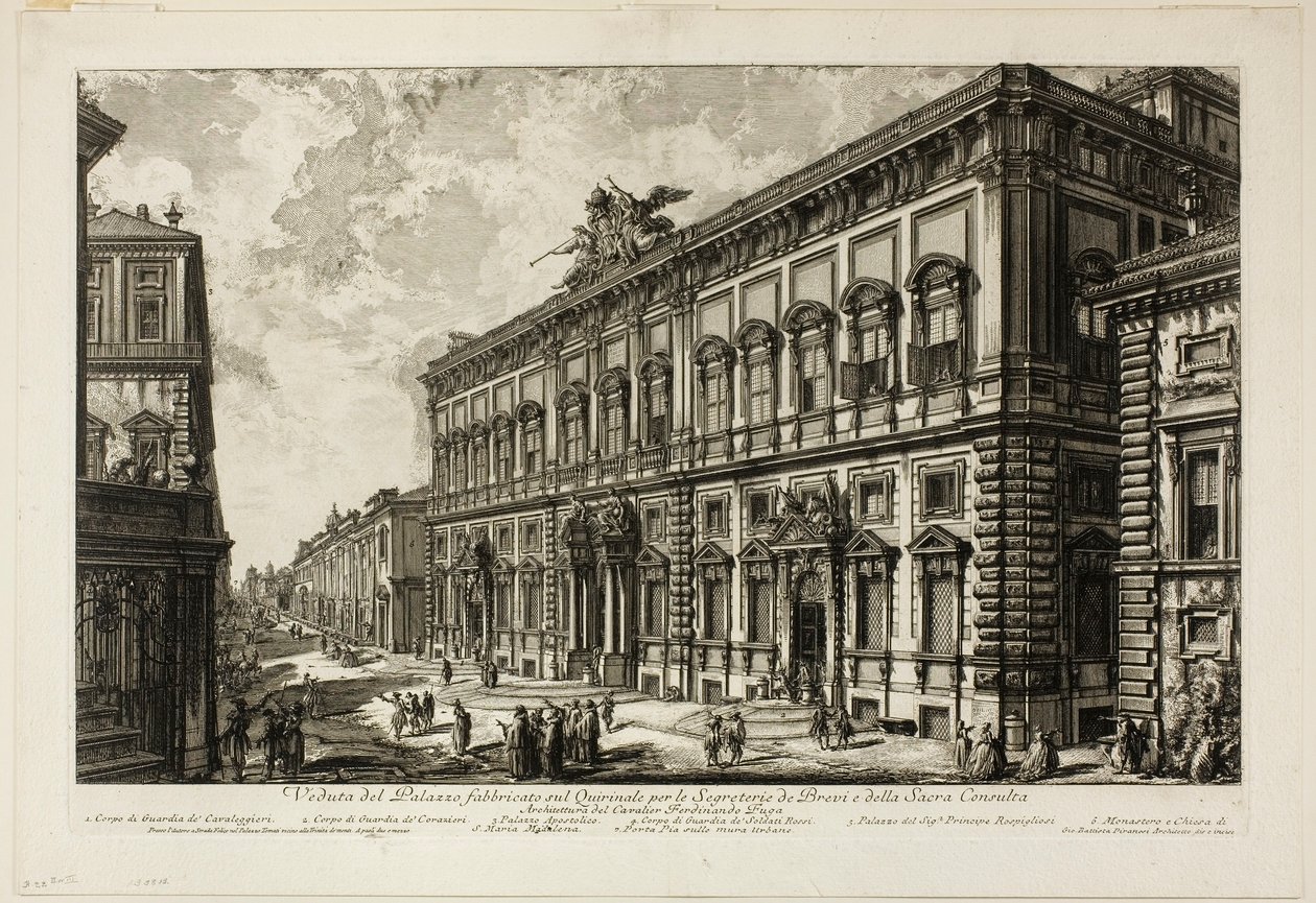 Widok na Palazzo della Consulta na Kwirynale mieszczący Sekretariat Papieski, z Widoków Rzymu autorstwa Giovanni Battista Piranesi