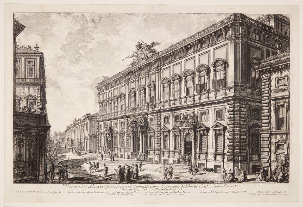 Widok na Palazzo della Consulta na Kwirynale, siedzibę sekretariatu papieskiego autorstwa Giovanni Battista Piranesi