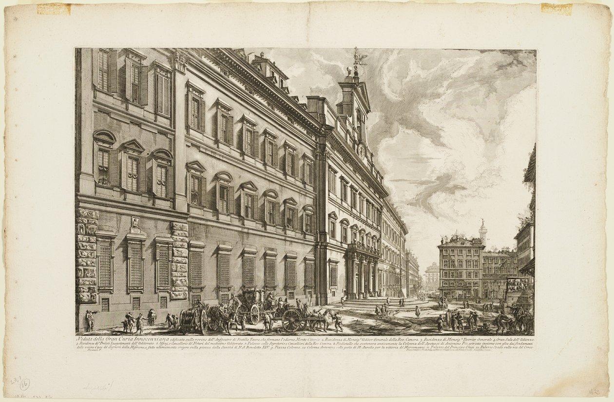Widok na Palazzo di Montecitorio z Widoków Rzymu autorstwa Giovanni Battista Piranesi