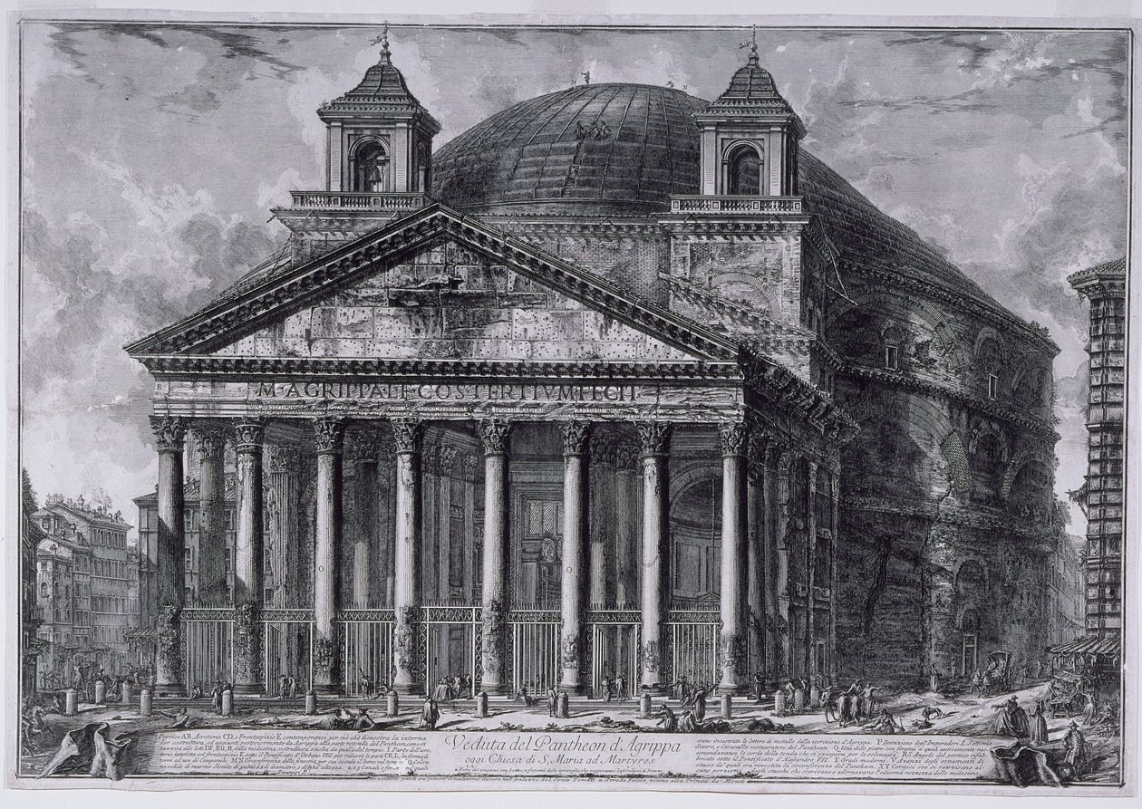 Widok Panteonu Agryppy, ok. 1761 (akwaforty) autorstwa Giovanni Battista Piranesi