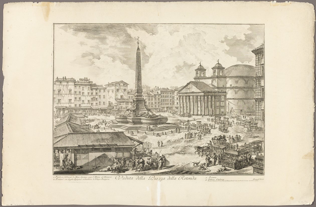 Widok na Piazza della Rotonda, z Widoków Rzymu autorstwa Giovanni Battista Piranesi